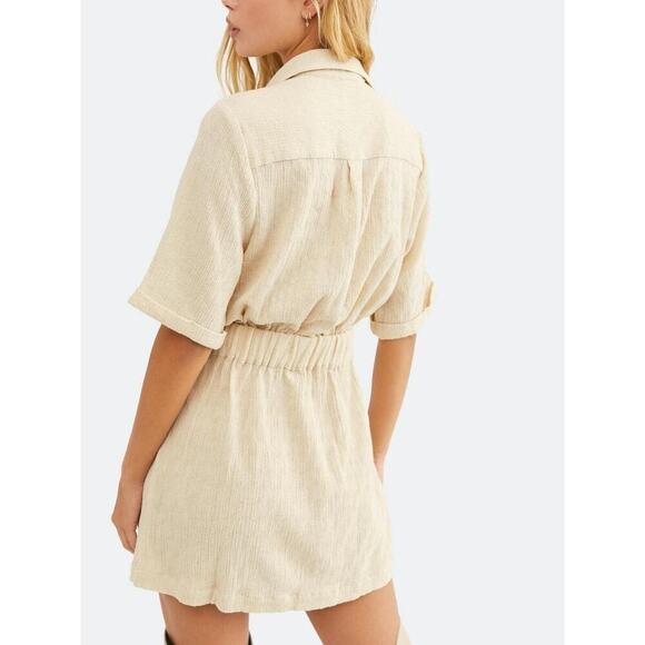 Free People Clementine Linen Blend Mini Dress Coastal Cowgirl Boho Chic Resort - Picture 3 of 9